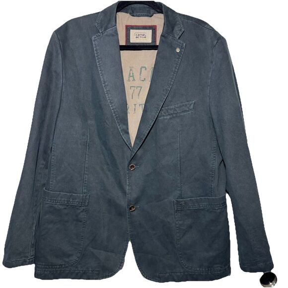 Camel Active Men’s Cotton Blazer Jacket EU 27 US 42S Olive Gray Elbow Patches - Picture 1 of 16